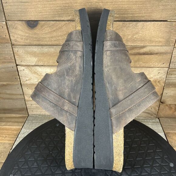 Naot Carly Taupe Nubuck Leather Two Strap Wedge Sandal Womens Sz EU 39 US 8 - Picture 8 of 10